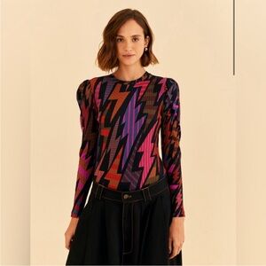 FARM Rio Black Lightning Long-Sleeve Bodysuit